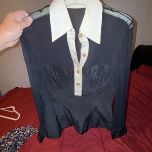 Elegant Black and Cream Women's Top